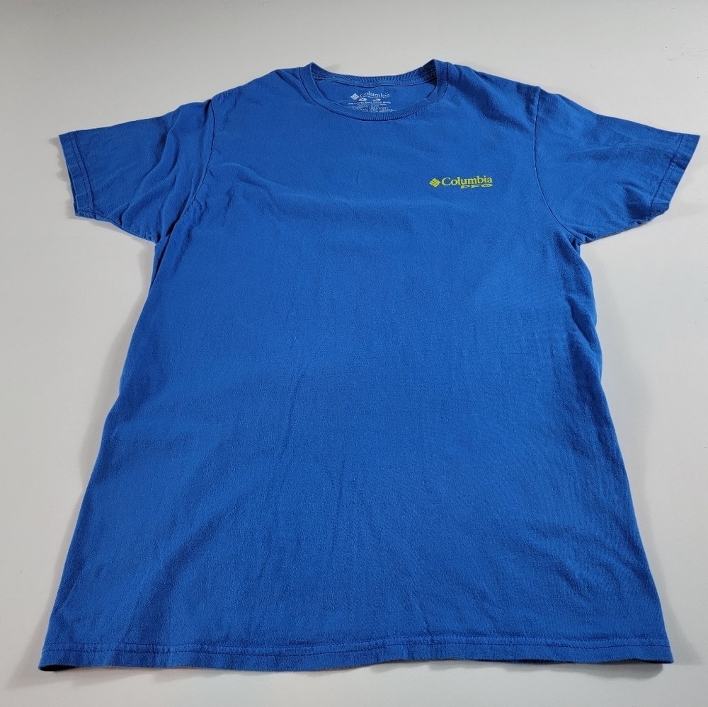 Columbia PFG T Shirt Mens M medium Blue Short Sleeve Cotton Fishing logo - Picture 3 of 6